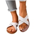 thumbnail image 4 of Wensltd Women's Sandals Summer Casual Retro Beach Outdoor Plus Size Wide Strap Sandals Open Toe Flat Sole White, 4 of 9