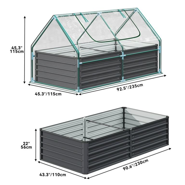 Dextrus 7.5x4x4FT Raised Garden Bed with Cover Extra Large Metal