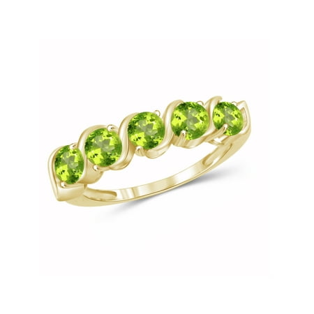 1 1/4 Carat T.G.W. Peridot 14kt Gold Over Silver 5-Stone Ring
