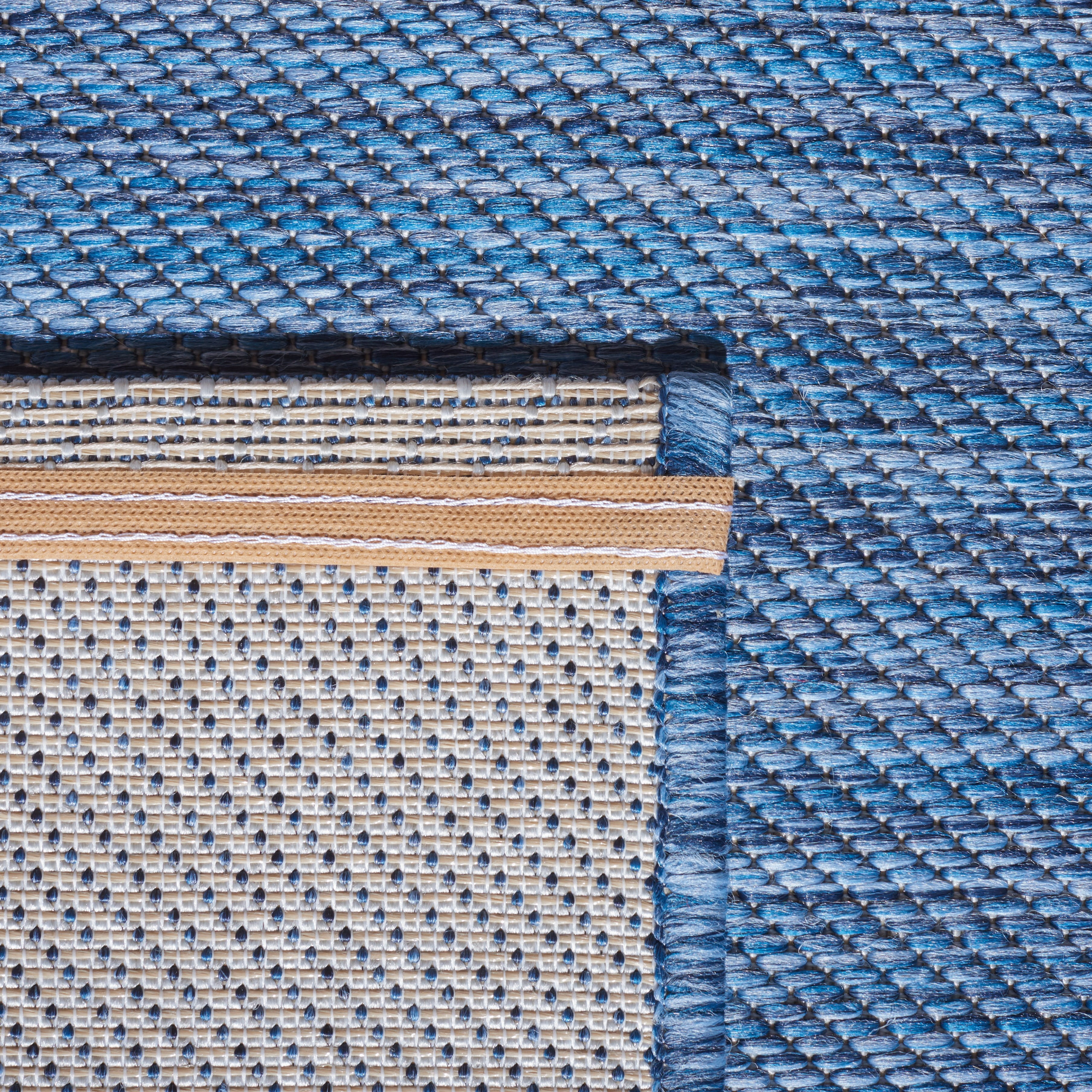SAFAVIEH Beach House Tayler Solid Indoor/Outdoor Area Rug, Blue, 6'7" x 6'7" Square