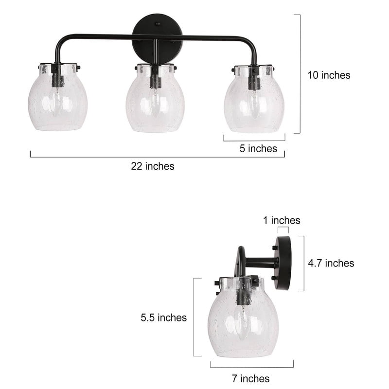 LNC 22-in 3-Light Matte Black LED Transitional Vanity Light Bar for Bathroom