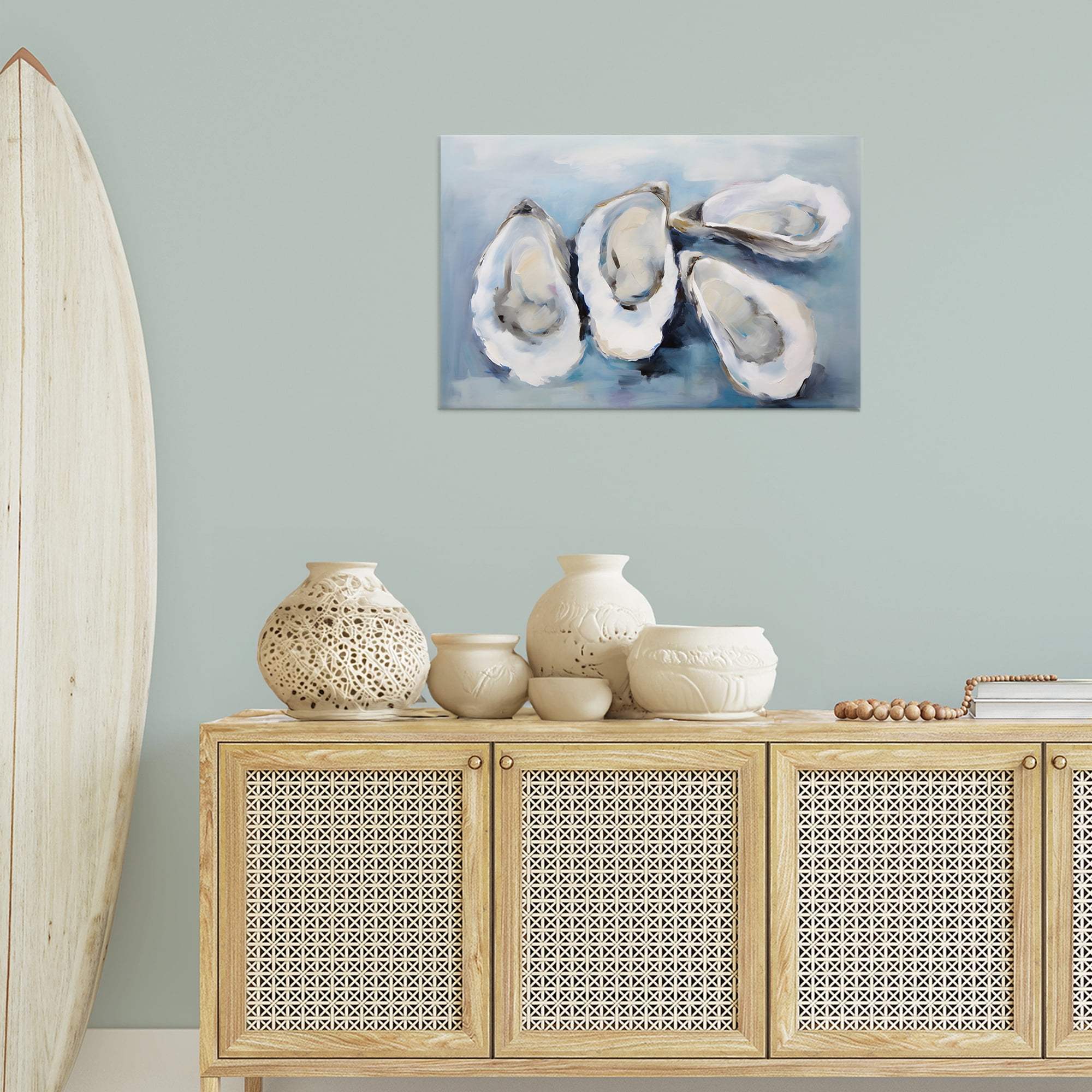 Stupell Industries Four Oysters Impression Nautical & Beach Painting Wrapped Canvas Art Print Wall Art, 30 x 20