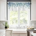 thumbnail image 3 of Spring Summer Curtain Valance and Tier Curtain Set 3PCS Rod Pocket Watercolor Spring Plant Eucalyptus Leaves Blue Valances for Windows Kitchen Cafe Valance Curtains 24 Inch Length Tier Valance, 3 of 6