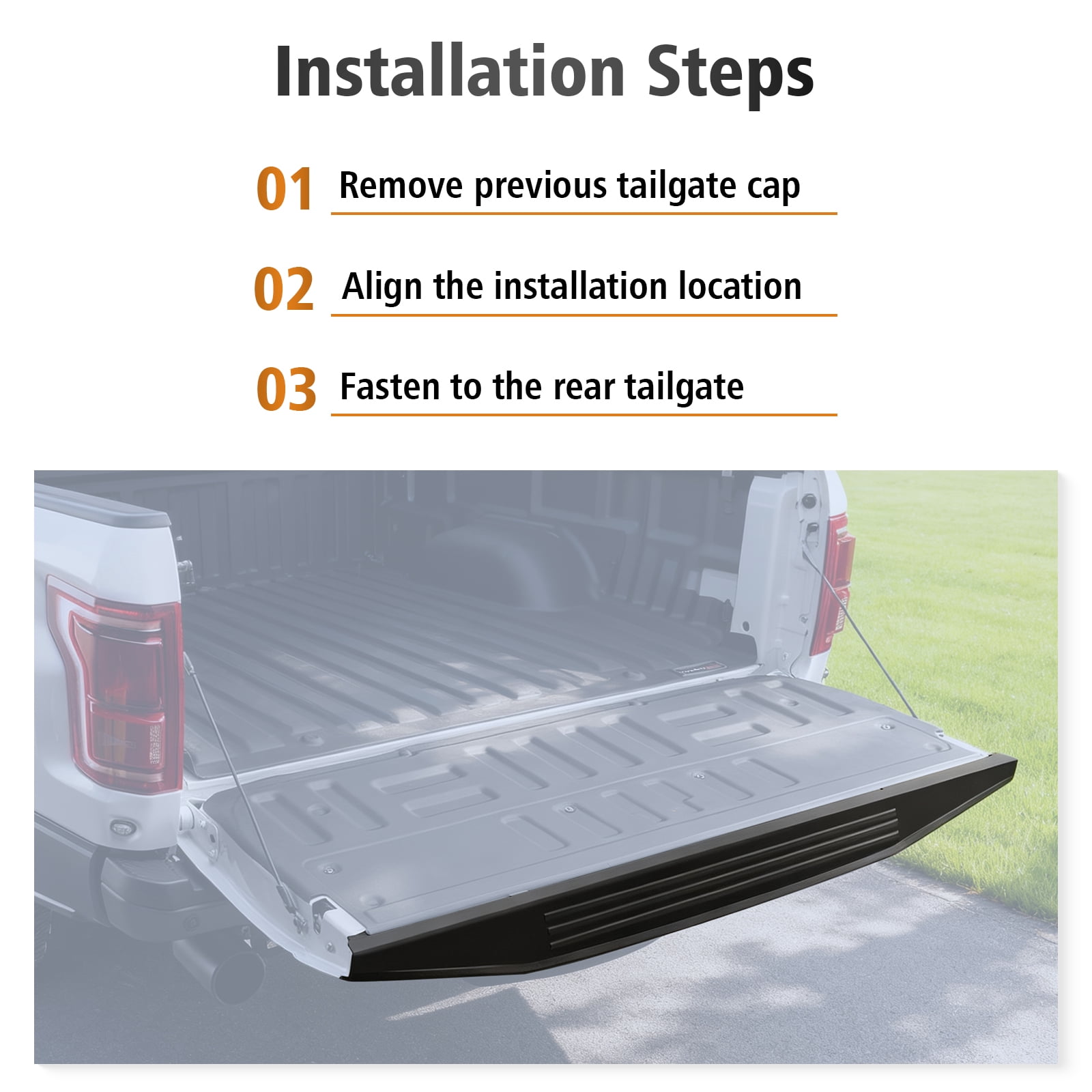 Tailgate Cover & Protector Fit for Ford F150 2015-2020 — All Weather Heavy Duty Tailgate Spoiler Cap, Molding Trim, Replacement for FL3Z-9941018-AA,