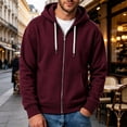 thumbnail image 2 of Men's Fleece Full Zip Hoodie, Fall Long Sleeve Hooded Sweatshirt Coat, Loose Causal Hoodie Jackets with Pockets, 2 of 7