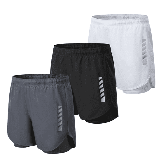 3 pairs of men's sports shorts in quick-drying, breathable and mixed colors (It is recommended to choose one size larger) M