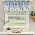 thumbnail image 2 of 2 Pack Vintage Flower Leaf Valance for Window Purple Floral Green Eucalyptus Leaves Wooden Grain Kitchen Valance Rod Pocket Short Curtain Topper Decorative Window Treatment for Living Room 60"x18", 2 of 9