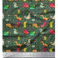 thumbnail image 1 of Soimoi Cotton Duck Fabric Floral & Dinosaur Cartoon Printed Fabric 1 Yard 56 Inch Wide, 1 of 1