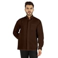 thumbnail image 1 of Bestman Chemise Unie à Manches Longues pour Hommes, Col Chinois, Patte de Boutonnage Double devant, 1 of 7