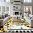 thumbnail image 3 of Spring Gnomes Area Rugs 5x7 ft Watercolor White Yellow Floral Leaf Linen Texture Black Plaid Washable Rug Non Slip Indoor Carpet Absorbent Floor Mat for Living Room Bedroom Dining Room, 3 of 9