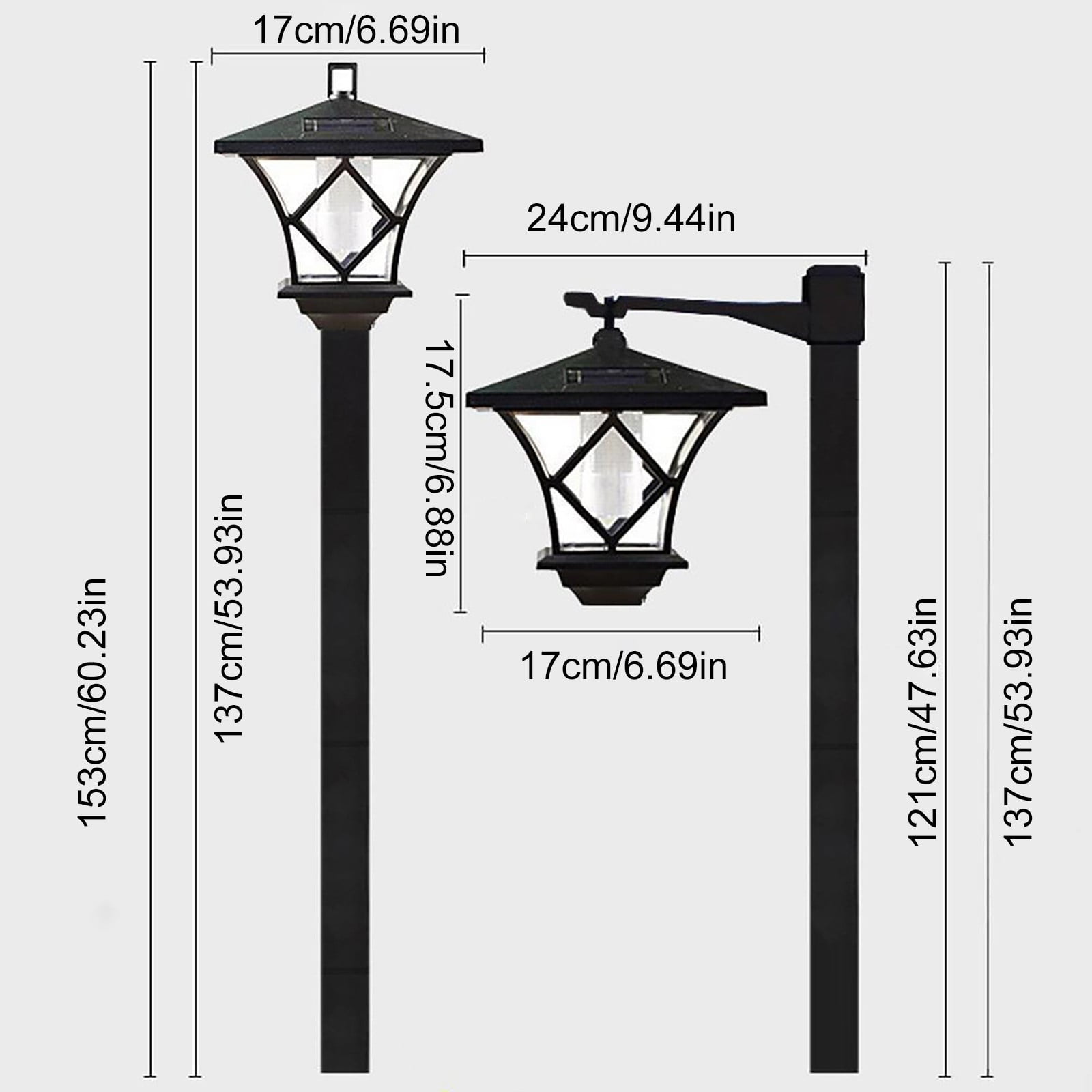 AQITTI Garden Supplies Solar Outdoor Post Lights With 2 Solar Panels Water Proof 2 In 1 Light Design Decorative Pole Lights Outdoor With Auto Working Mode Decorative Floor Lamp for Garden Backyard