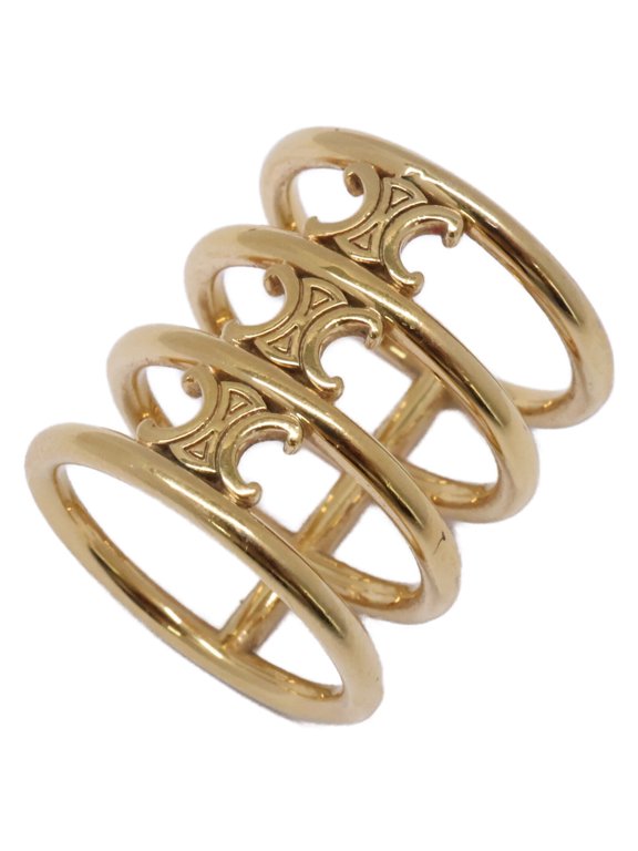 Pre-Owned CELINE Triomphe Cage Ring, Size 54, Gold Color, Women's