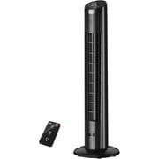 Oscillating Tower Fan for Bedroom, Bladeless Tower Fan with Remote & Voice Contorl, 25dB Quiet, 3 Speeds&Modes, 15H Timer, 25ft/s, Cooling Standing Fans that Blow Cold Air, Black