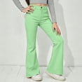 thumbnail image 2 of sususu Girls School Uniform Pants 13-14T Kids Flare Leggings Elastic Waist High Stretchy Bell-Bottoms Preppy Trousers with Pockets, 2 of 8