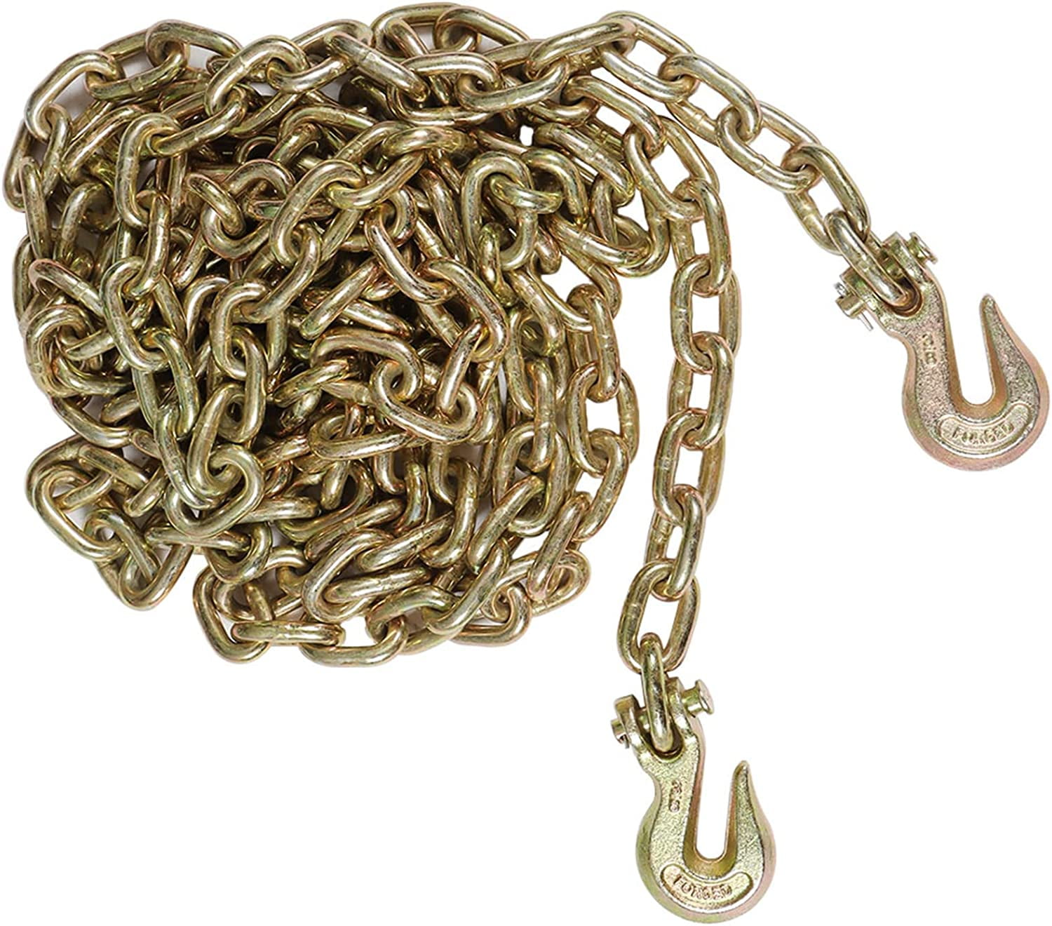 EPOTOOR 3/8In x 20 Ft Grade 70 Truck Tow Chain Tie Down Binder Chain Flatbed Truck Trailer