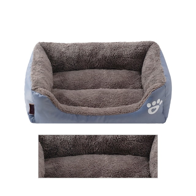 Methold Casa para mascotas, cama para mascotas móvil cuadrada, soporte para el cuello, estera para dormir cálida y ecológica para mascotas Suministros para perros Gris L
