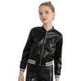 thumbnail image 4 of MSemis Kids Girls Metallic Bomber Jacket Coat Black 16, 4 of 7