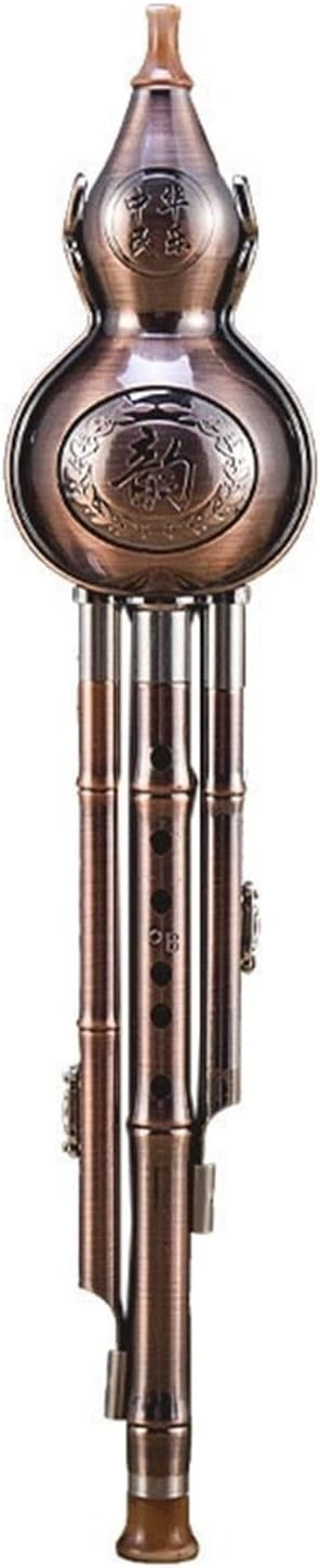 Metal Wire Drawing Chinese Hulusi Gourd Cucurbit Flute Ethnic Wind Musical Instrument Aluminum Material Copper Plated For Beginners ,Key Of C