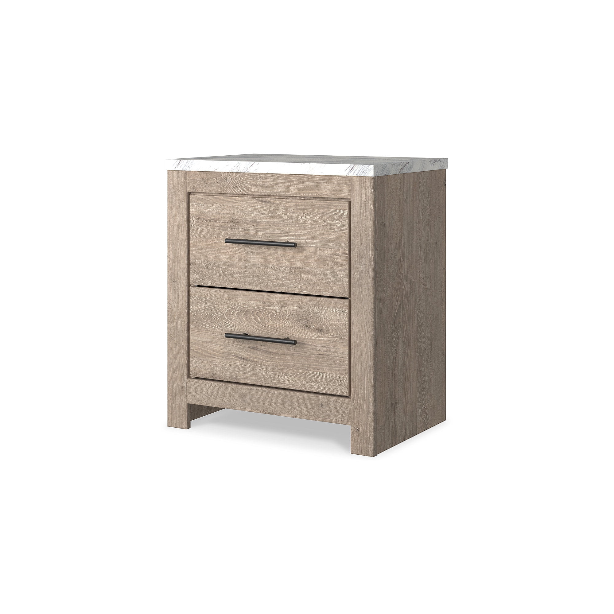 Signature Design by Ashley Senniberg 2 Drawer Night Stand, Light Brown/White