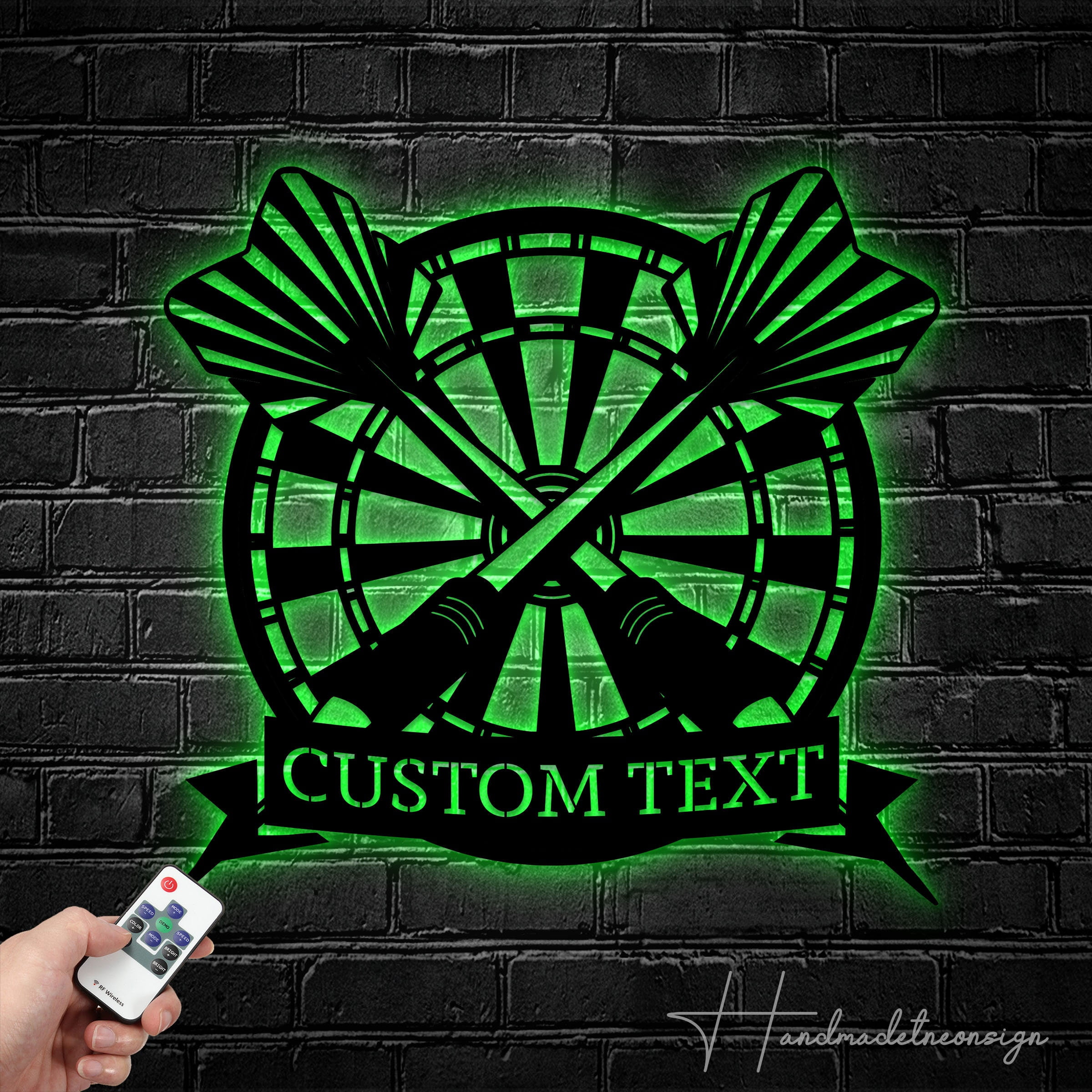 Handmadetneonsign Personalized Name Dart Dartboard Metal Wall Art LED Light - Custom Name Dart Player Metal