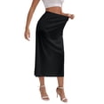 thumbnail image 4 of INSPIRE CHIC Mother's Day Women's Slips Satin Lace Trim Flared Hem Half Slip Lightweight Solid Maxi Petticoat XXL Black, 4 of 5