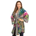 thumbnail image 3 of Sakkas Janis Women's Lightweight Open-Front Amazing Print Cardigan Sweater Pockets - 592-Green - L/XL, 3 of 5
