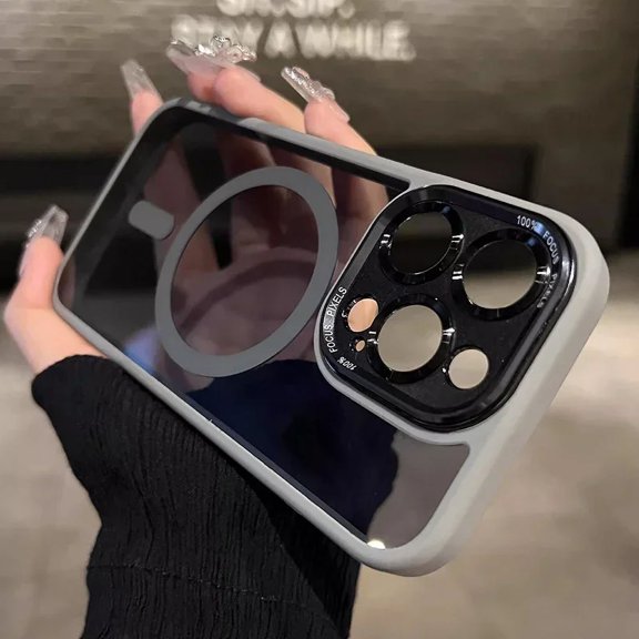 Solennerer Luxury Magnetic Metal Lens Bumper Protection Case For iPhone 16 15 14 13 12 11 Pro Max 16 Plus Wireless Charge Hard Clear Cover