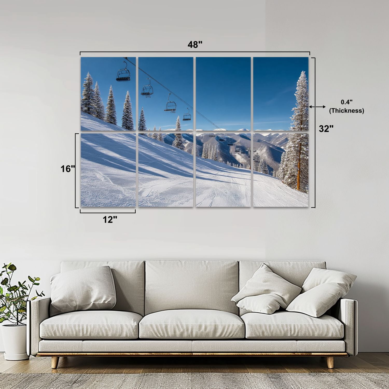 8 Pack Art Acoustic Panels Sound Absorbing Ski Lifts Back Bowls Decorative Soundproof Wall Panels Self Adhesive for Nursery Game Room Bedroom 48"x32"