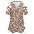 thumbnail image 4 of Peppermint Party Womens Summer V Neck Zipper Top Short Sleeve T Shirt Off Shoulder Top Casual Classy Loose Shirts, 4 of 7