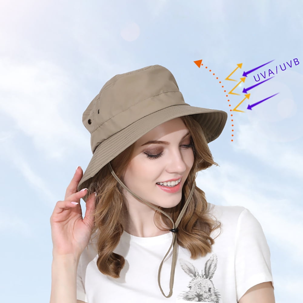 CAPIVO Sun Hat Beach,Waterproof Boonie Hat Hiking,Khaki Bucket Hat
