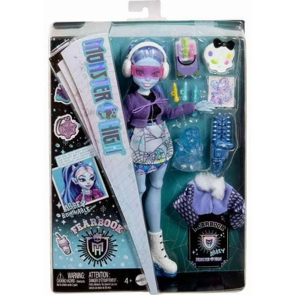Monster High Fearbook Abbey Bominable Fashion Doll with Jacket, Yearbook, and Art Club Accessories