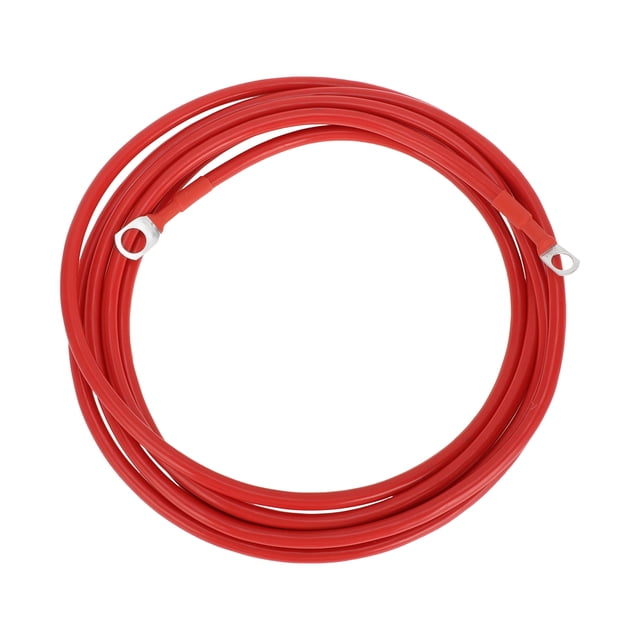 Cable Inversor de Batería de Cobre Estañado de 10FT con Terminales de 3/8" Lug y 5/16" Lug de 7 AWG - 1 Pc Rojo