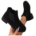 thumbnail image 7 of DeHolifer Women's Casual Boots Slip-On Rounde Toe Suede Lug Sole Oversized Ankle Boots, 7 of 7