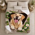 thumbnail image 5 of Joyful Golden Labrador Peeking Through Ivy Heart Rustic, Festive Pet Portrait Pattern, Warm Flannel Blanket for Living Room and Bedroom, Dog Lovers Christmas Gift, Pet Lover Home Decor, 5 of 9