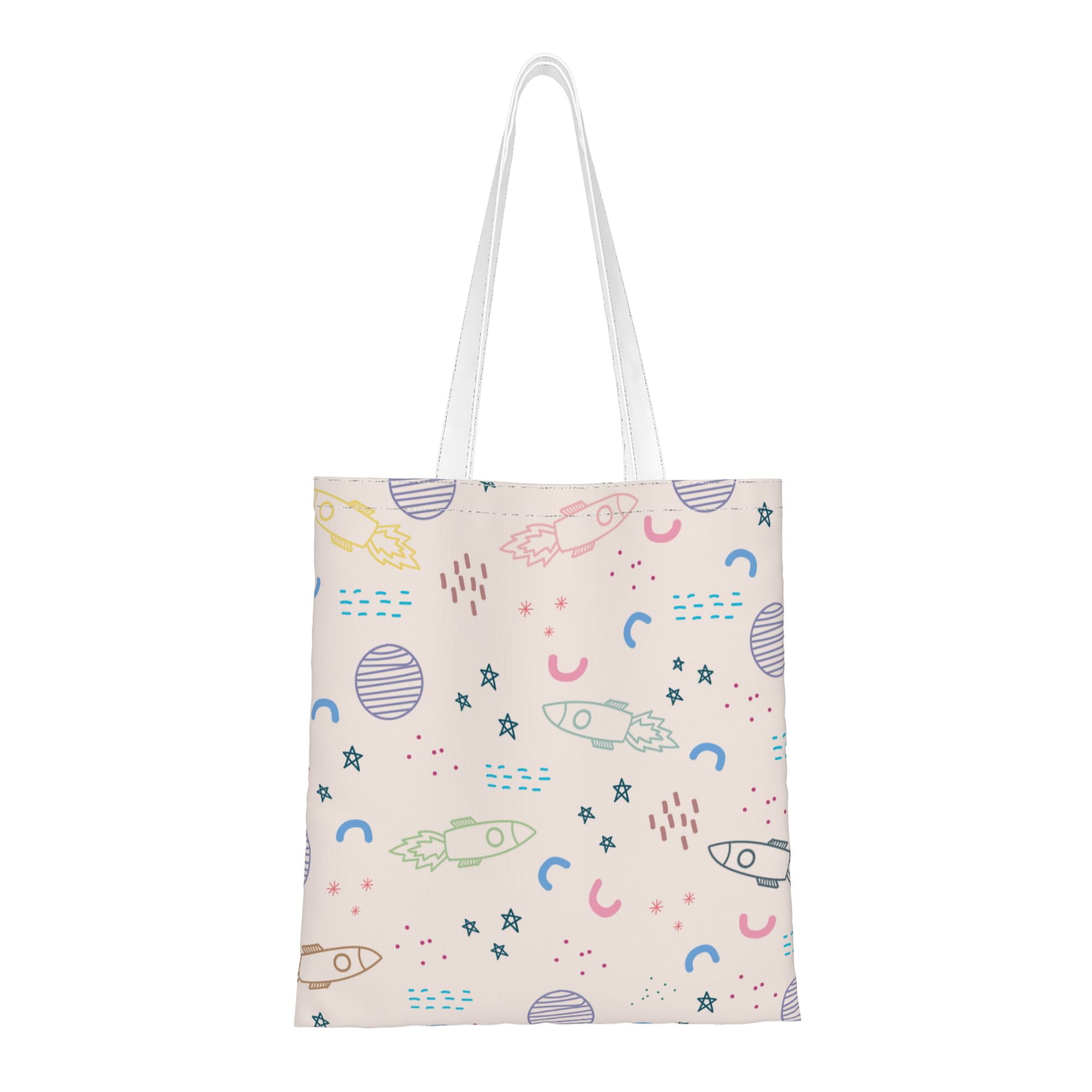 DouZhe Reusable Grocery Bags, Space Astronomy Spaceships Doodles