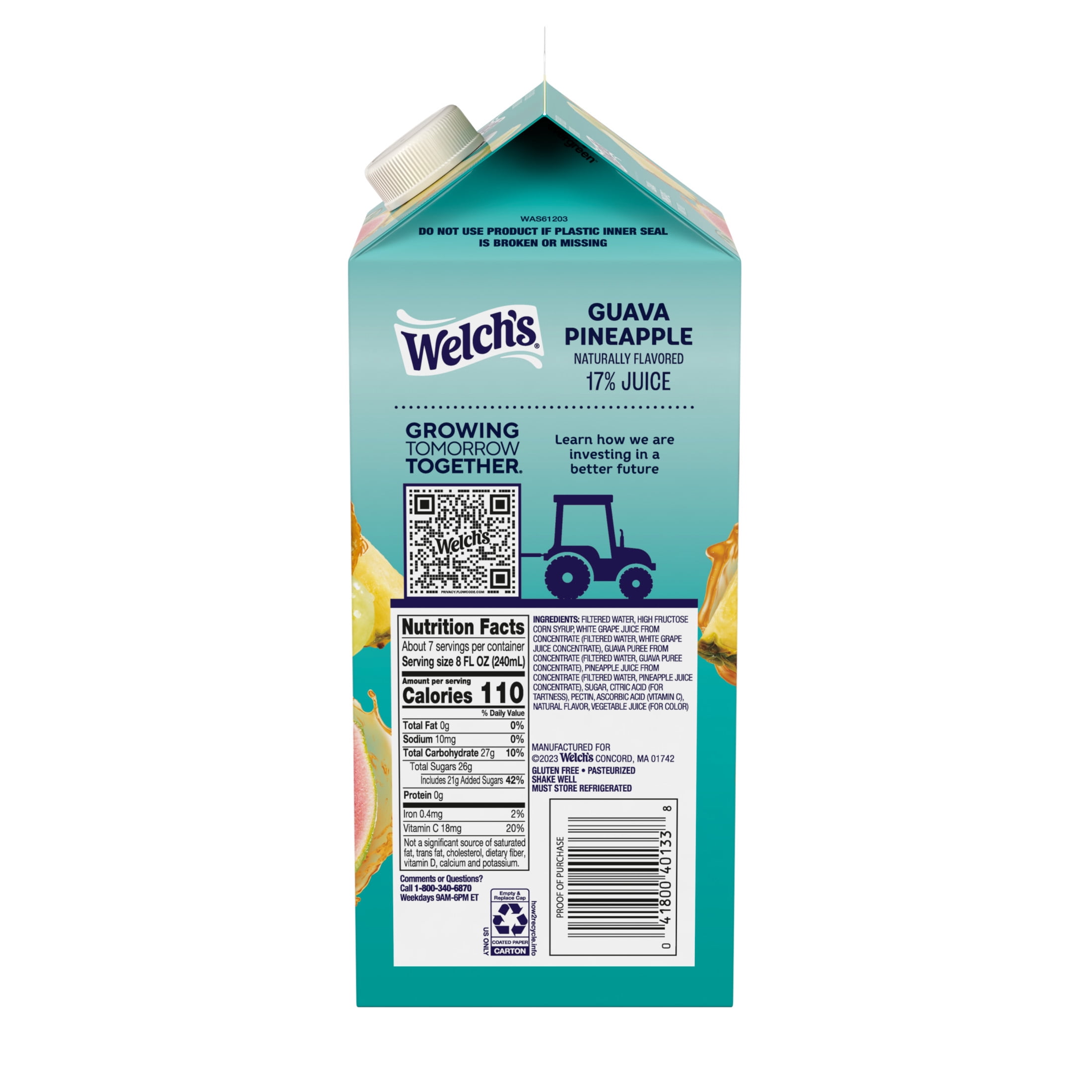 Welch's Guava Pineapple Fruit Juice Drink, 59 fl oz carton