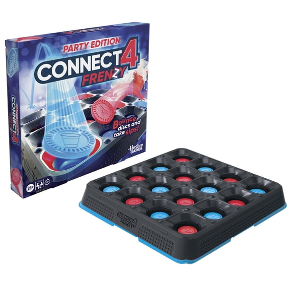 Connect 4 Frenzy Party Edition Game for Adults, Bounce Discs and Take Sips, Ages 21