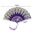 thumbnail image 4 of Folding Fans Chinese Style Handheld Fans Vintage Silk Fabric Holding Fan Foldable for Wedding Dancing Cosplay Party Wall Decoration, 4 of 6