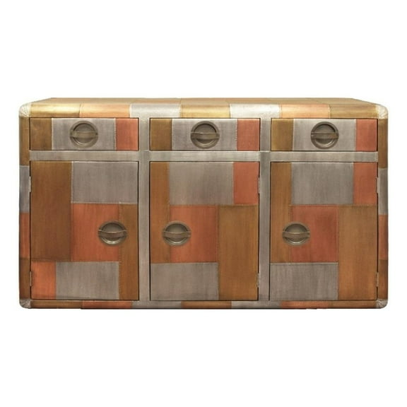 Pemberly Row 3-Drawer 3-Door Sideboard with Copper Metal Cladding