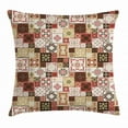 thumbnail image 1 of Moroccan Throw Pillow Cushion Cover, Tile Pattern with Squares of Various Sizes Eastern Inspired Oriental, Decorative Square Accent Pillow Case, 16 X 16 Inches, Cream Dark Coral Brown, by Ambesonne, 1 of 2