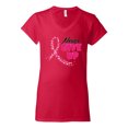 thumbnail image 2 of Wild Bobby, Never Give Up Fight Cancer, Breast Cancer Awareness, Women Standard V-Neck Tee, Red, Medium, 2 of 4