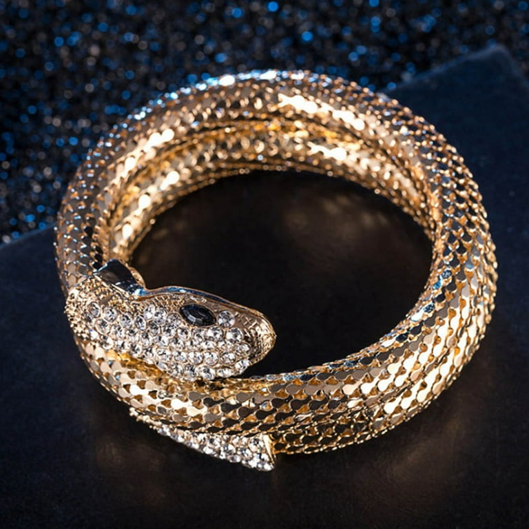 Akoada 1pc Hot Popular Punk Gold Color Snake Bangle Retro Club Snake Spiral Bracelet Upper Arm Cuff Armlet Armband Bangle Jewelry Gifts, Women's, Size