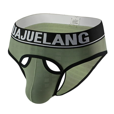 

BIZIZA Men s Bulge Pouch Briefs Comfortable Mesh Letter Sexy Underwear Green XXL