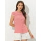 thumbnail image 4 of Top a cuadros Allegra K para mujer con cuello de corbata y cuello Peter Pan Rojo XS, 4 of 5