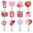 thumbnail image 2 of Retractable Badge Holder Acrylic Heart Badge Reel Creative Office School Valentines Day Gift, 2 of 8