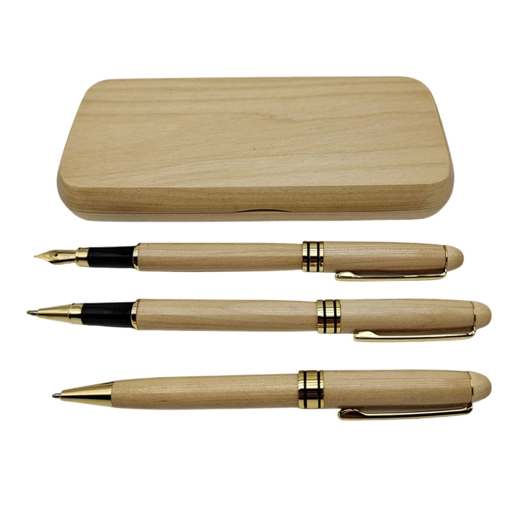 Wood Pen Gifting Pen Box Set Calligraphy Pen with Metal Tip Wood Ballpoint Pen Wood Piston Filled Fountain Pen