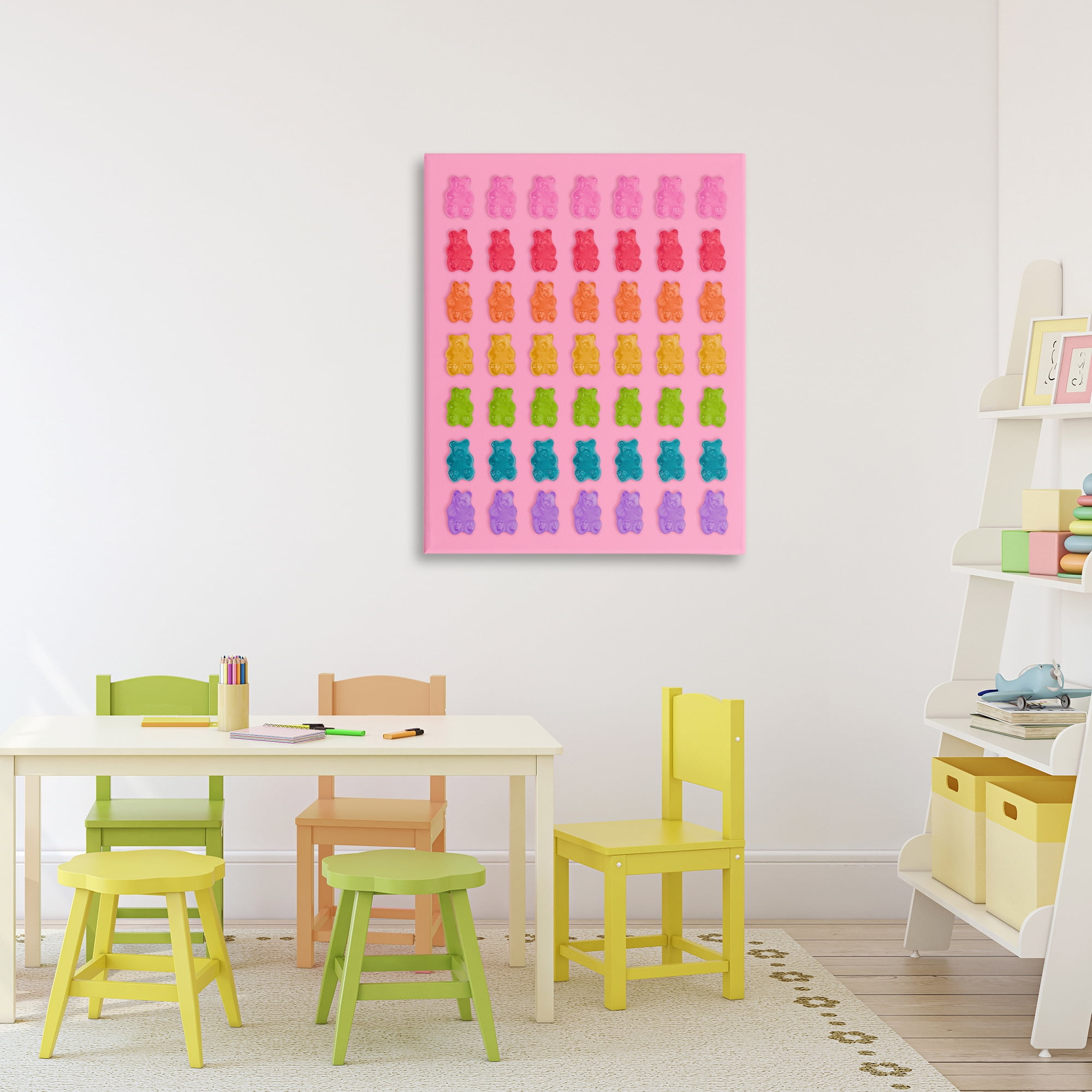 Stupell Industries Rainbow Candy Bears on Pink Canvas Wall Art, design by LISH Creative