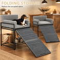 Grey Pet Window Perch with Stairs and Storage Ramp for Small Dogs and ...