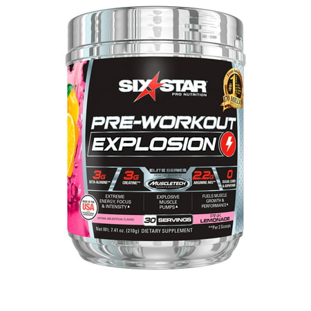 Six Star Pro Nutrition Pre Workout Explosion Powder, Pink Lemonade, 30 (Best Pre Workout Without Crash)