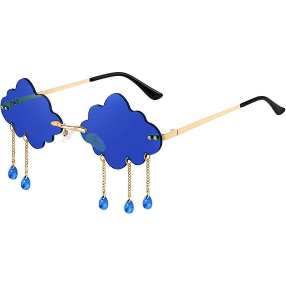 FEISEDY Retro Dripping Cloud Shaped Tassel Sunglasses Rimless Women Funny Party Disco Eyewear B2834